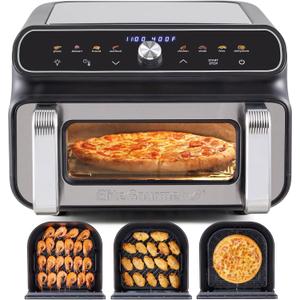 Elite Gourmet EAF2411G Digital Indoor Grill/Air Fryer Oven, 11L Capacity, Grill Rack, 8 Presets, Bake, Roast, Broil, Dehydrate, 1700-Watts, 25 Delicious Recipes, Stainless-Steel/Black (11.6 Quart)