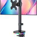 RGB Single Monitor Desk Mount, Monitor Arm with 3 USB Ports, Charging and USB Data Transfer Function, Desk Mount for 13"-27" Monitors up to 17.6lbs, Adjustable Height, Tilt, Swivel, Rotate