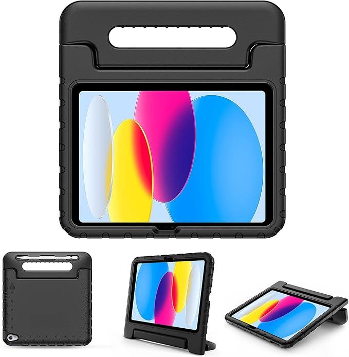 ProCase Kids Case for iPad A16 11th Generation 2025/iPad 10th Generation 2022 with Pencil Holder, iPad 11/10 Case Shockproof Lightweight Cover with Stand Convertible Handle for Children -Black
