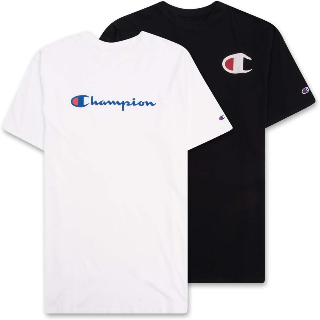 Champion Big and Tall T Shirts for Men 2 Pack Graphic Mens Big and Tall Tees  White Black 2XLT