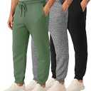Real Essentials 3 Pack: Men's Cotton Fleece Jogger Sweatpants - Athletic Pants Bottoms with Pockets, Size 3X Tall
