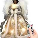 Angel Tree Topper with Lights and Remote Control, 12" Lighted Tree Toppers Christmas Decorations, Elegant and Durable, Perfect for Holiday Home Decor and Gifts, Black, WOKEISE
