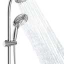 Handheld Showerhead & Rain Shower Combo for Easy Reach, 27.5" Drill-free Stainless Steel Slide Bar, 5of 5-setting Handheld Shower and Showerhead, with 5ft Hose - Polished Chrome