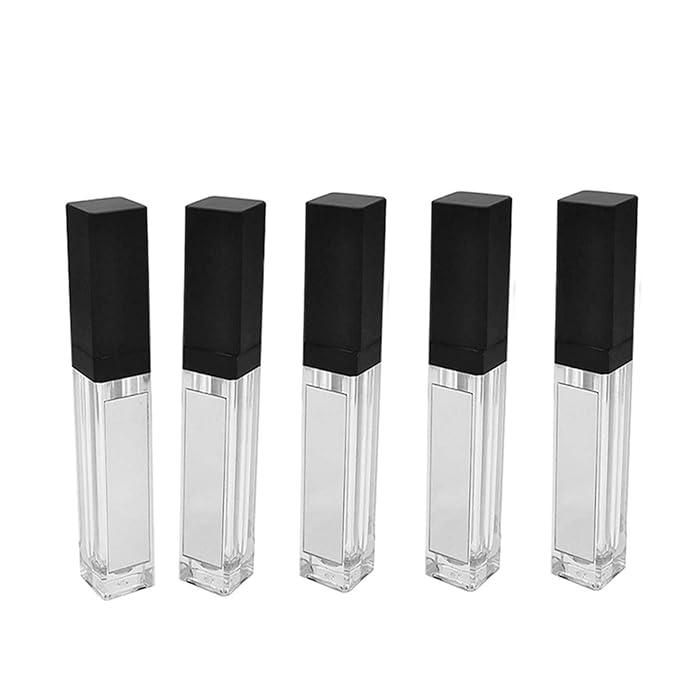 Healthcom 10 Pcs 7.5ml Plastic Square Clear Lip Gloss Tubes Vials with Mirror LED Light Lip Glaze Tube Bottles Refillable Makeup Lipstick Tube DIY Cosmetic Container Travel for Woman Girl(Silver)