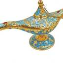 Hourwof Aladdin Genie Lamp Vintage Legend Aladdin Magic Lamp Wishing Light Arabian Costume Props Party Wedding Table Decoration Birthday Gift,Large Lake Blue