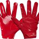 Cutters Gamer Padded Football Glove. All Purpose Players, Receivers, Lineman. Extra Grip. (Red)