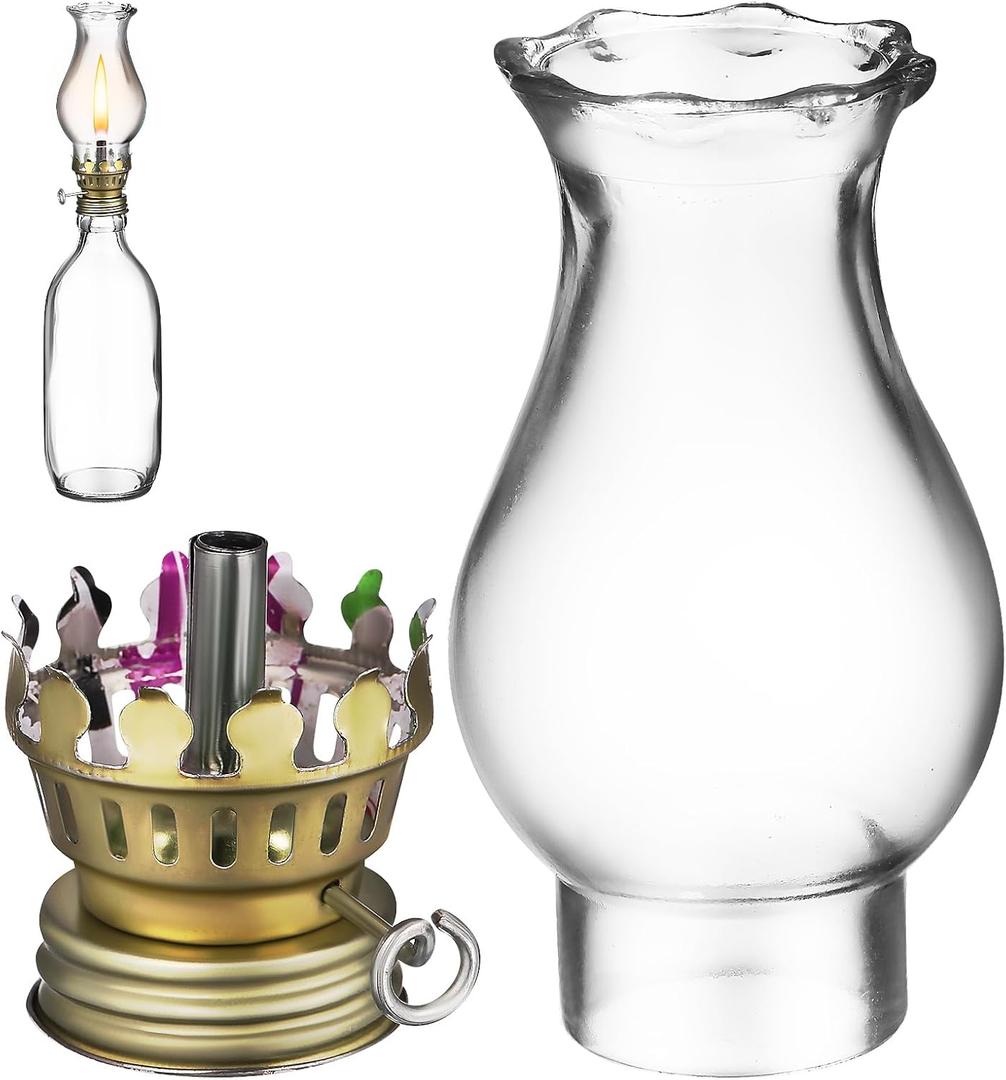 1 Set 1.7 X 3.5 Clear Glass Oil Lamp Chimney | Oil Lamp Chimney | Hurricane Light Replacement Flaretop for and Kerosene Style s (LH Type)