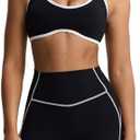 Aoxjox Women's Color Block Workout Sports Bras Fitness Lexi Lined Strappy Bra Athletic Yoga Crop Tank, S