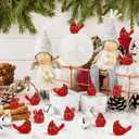 Pinkunn 100 Pcs Mini Resin Cardinal Bird Figurines Decoration Tiny Red Cardinal Bird Figurines Christmas Ornaments for Gift Xmas Miniature Garden Crafts Cake Topper Christmas Decoration
