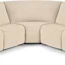 VANSOFY Extra Large Reclining Sectional Couch Covers, Washable 5-Piece Sofa Covers for L Shape Sectional Sofa Corner Seater, Thick, Soft Sofa Slipcovers (5 Seat Recliner Cover, Cream)