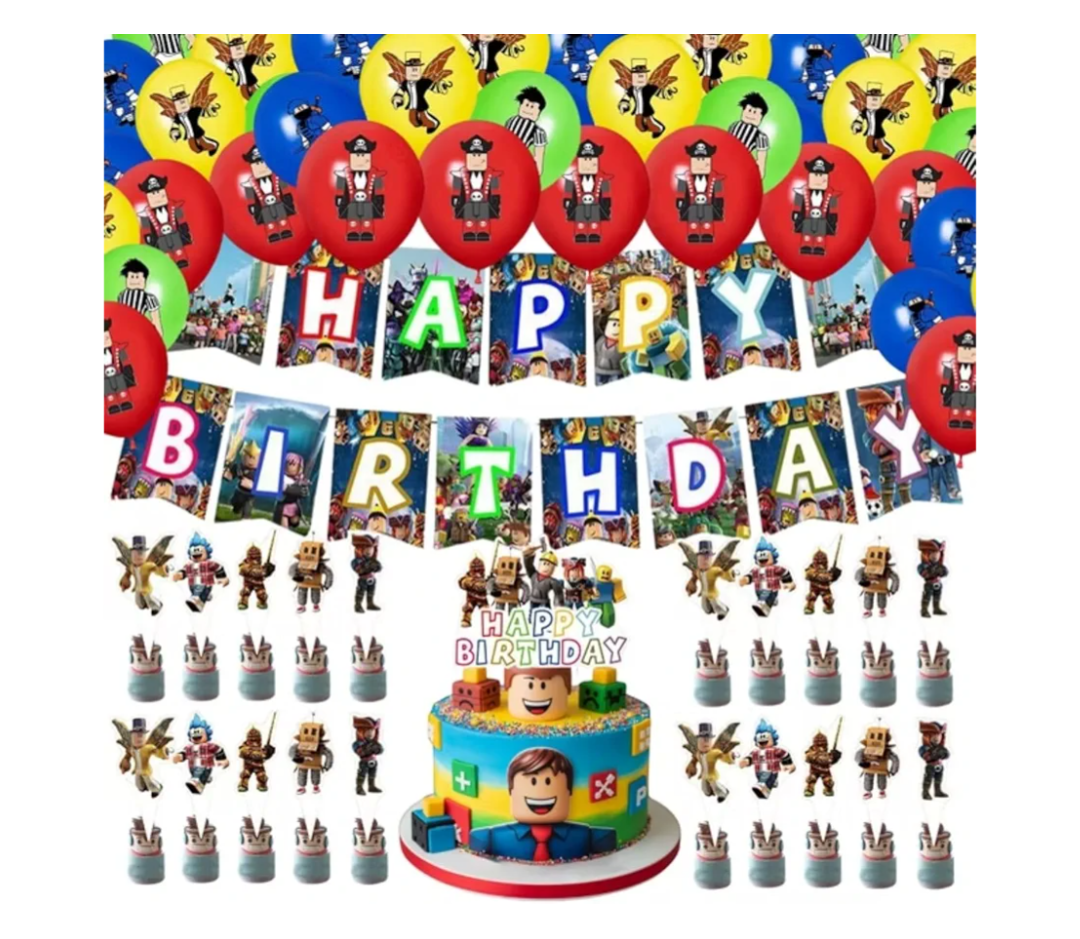 30Pcs Video Game Birthday Party Decorations, Party Supplies for Boys Girls, Video Game Themed Party Supplies for Gamer Fans Balloons Banner Cupcake Toppers Cake Topper