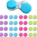 16 Pack Mini Contact Lens Case Set, Colorful Bulk Box Holder