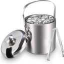 Sailnovo Mini Ice Bucket 1.2 Liter, Premium Compact Double-Wall Stainless Steel with Lid & Ice Tong, Ideal for Cocktails, Personal Bar, Small Parties - Silver