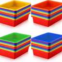 Sintuff 48 Pcs Classroom Paper Tray, Stackable Letter Size Bin, Multicolor