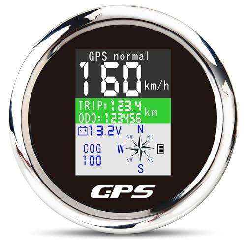 Geloo 85MM GPS Speedometer Gauge Waterproof Boat GPS Speedometers Digital Speedometer Odometer Marine MPH Speedometer with GPS Antenna Km/h mph Knot Adjustable for Car Truck Motorcycle 9-32V