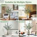 35inch Artificial Olive Branches for Vases,3pcs Bendable Faux Olive Branches with Fruits,Greenery Stems for Living Room Home Decor,Coffee Table Decor(Vase Not Included)