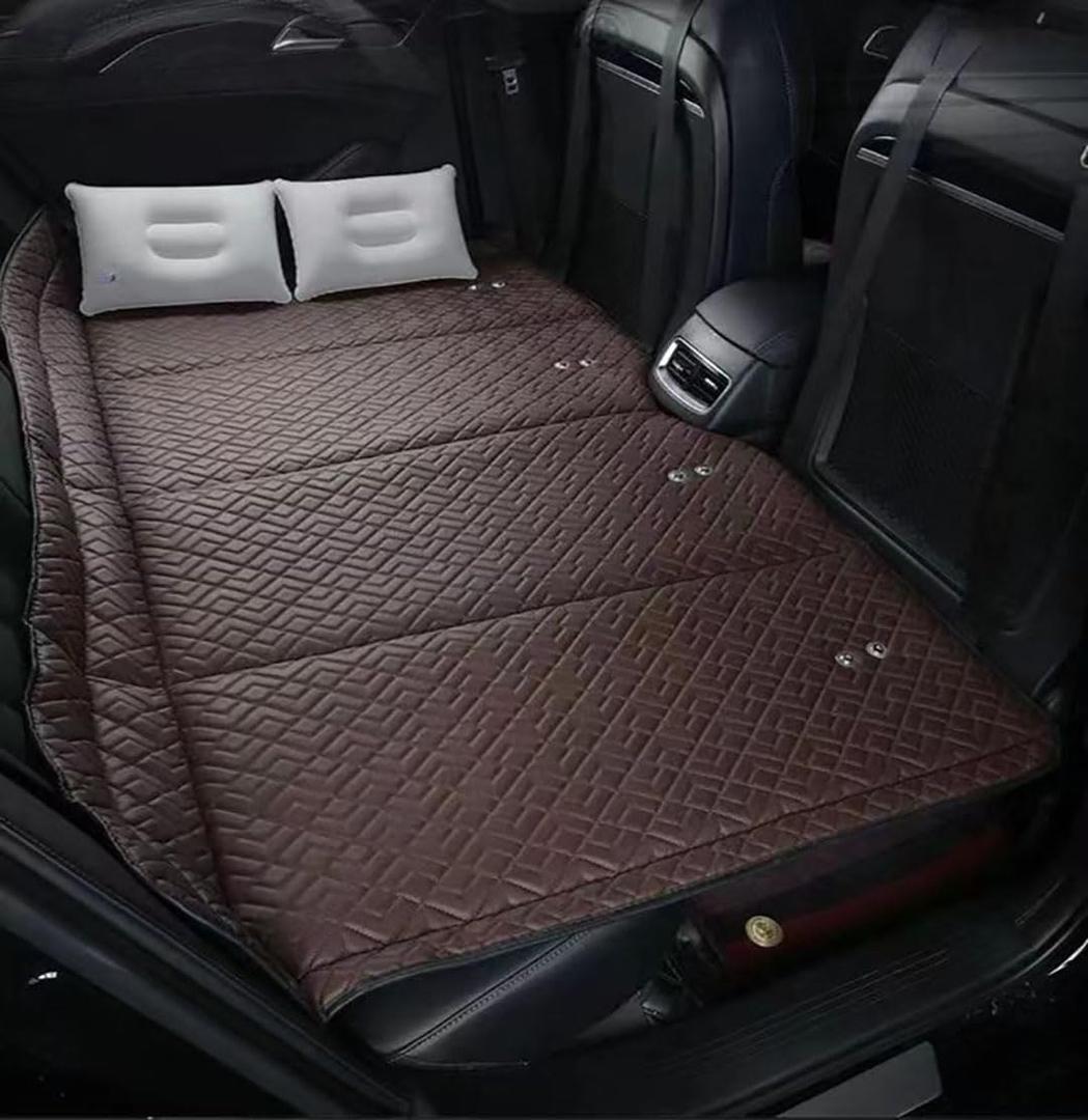 Non-Inflatable Car Mattress，Portable Car Back Seat Folding Bed，Car Travel Camping Mattress for Sleeping，Car Back Seat Extender for Car、SUV、Truck and Pickup (Brown) ,53"x31"