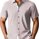 PJ PAUL JONES Mens Short Sleeve Dress Shirts Wrinkle Free Casual Lightweight Button Down Untuckit Business Shirt Green M (Green, M)