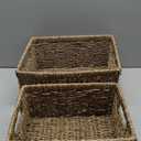 StorageWorks Wicker Storage Baskets, Large and Small Baskets, Handwoven Seagrass Basket for Organizing, Decorative Organizers with Built-in Handles, Set of 2 (15"D x 11"W x 7"H + 13"D x 9"W x 6"H)