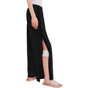 Deyeek Women's Tear Away Pants Side Split Snap Open Bottom Sweatpants Leg Breakaway Post Surgery Pants with Pockets, S