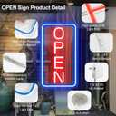 22.8"x 11.8" Ultra Bright 12V Neon Open Sign for Business, LED Open Neon Sign, Electric Light up Signs for Stores, Restaurants Offices Retail Shops Window (Blue-Red-Vertical)