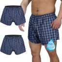 Incontinence Underwear for Men Washable Urinary Leak Proof Boxers with Front Fly Regular Absorbency 2 Pack (4X-Large, Blue Plaid) 