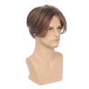 Kaneles Mens Brown Wig Short Straight Men Wigs Synthetic Wig Realistic Natural Middle Part Wigs for Men (Brown)