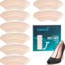 Heel Grip Cushion Pads - 4 Pairs, Self-Adhesive, Shoe Inserts for Loose Shoes, Snug Fit, Blister Prevention, Heel Comfort for Men and Women, Ideal for High Heels (Beige, Lip-Shaped)
