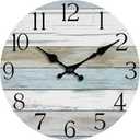 HYLANDA Wall Clock, 14 Inch Wall Clocks Battery Operated Silent Non Ticking, Large Wooden Clocks Decorative for Kitchen, Bathroom, Bedroom, Living Room Blue White
