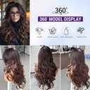 Aisaide Long Wavy Highlight Brown Layered Wig with Curtain Bangs for Black Women Synthetic Ombre Brown Layered Wig Long Wavy Highlight Blonde Shaggy for Women 24 inch