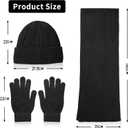 Tarpop Men's Beanie Hat Winter 5 Pieces Skull Knit Cap Neck Warmer Scarf Touchscreen Gloves Set Socks for Men (Black)