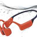Full-Coverage Liquid Silicone Swimming Headphones, IP68 Waterproof Underwater Headphones, Bluetooth 6.0&MP3 with 32GB Memory Card, Soft/Skin-Comfortable Open Ear Bone Conduction Swim Earbuds(Carrot