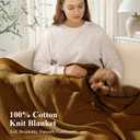 100% Cotton Cable Knit Throw Blanket, Lightweight Soft Knit Blanket for Sofa Couch Bed, Breathable All-Season Throw, Cozy Decorative Blanket, 50 x 60 Inch,Mustard