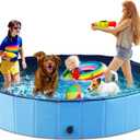 Jasonwell Foldable Dog Pool Collapsible Hard Plastic Dog Swimming Pool Portable Kiddie Pool Pet Pool Doggie Wading Pool Bath Tub for Puppy Small Medium Large Dogs Cats and Kids 87"