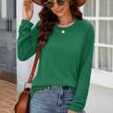 Aifer Womens Long Sleeve Shirts Crew Neck Casual Tops Fashion Loose Fit Trendy Tunic Outfits Clothes (M)