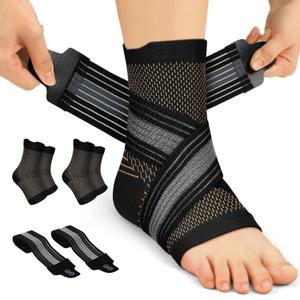 PAPLUS 2 Pairs Ankle Braces for Men & Women Plantar Fasciitis Relief- Adjustable Ankle Support for Foot Pain, Achilles Tendonitis Brace - with Removable Strap for Swelling Nude (Small)