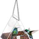 Window Bird Feeders with Strong Suction Cup, No Drill Hanging Wild Bird House - 2 Way Mount (Stick or Hang) for Close Bird Watching, Outdoor Use on Glass, Balcony, Apartment (Triangle, Clear)
