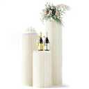 3 Pack Portable White Cylinder Stands for Party, 31.5", 23.6", 15.7" Height Foldable Cardboard Tall Cake Pedestal Stand Flower Floral Pillar Table Stand, Cilindros Para Fiestas Redondos Blancos for Wedding Parties
