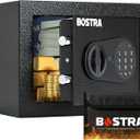 Bostra Fireproof Safe Box with Sensor Light & Fireproof Bag, Money Safe Box with Digital Keypad,Security Safe Box for Home, 0.23 Cubic Small Safe with Keys & Pass Code for Cash Jewelry Black