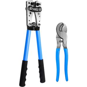 HKS Battery Cable Crimping Tool for AWG 10-1 Copper Ring Lug with Cable Cutter, Heavy Duty Crimper for Wire Lugs HX-50B