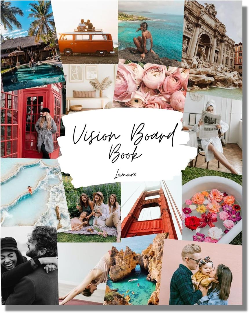 Lamare Vision Board Book - 1000+ Aesthetic Vision Board Images & Motivational Quotes, Vision Board Supplies, Vision Board Kit, Collage Book for Manifestation, Self Care & Goal Setting, 6 X 8 X 0.2 Inches