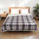 Electric Heated Blanket Full Size 72"x84", Dual-Sided Soft Flannel & Sherpa, LCD Display 10 Heat Settings with 1-12H Timer & Overnight Safe, Bed & Couch, Machine Washable, Nordic (09-blue-white-red Plaid)