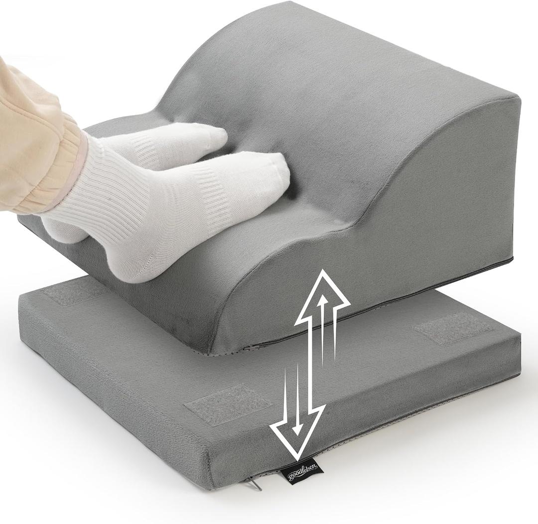 Foot Rest Under Desk for Office, Ergonomic Adjustable Footrest with Washable Cover, Soft Desk Foot Stool for Home Office, Work, Gaming, Long Sitting, Gray