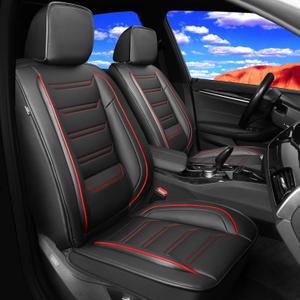 Fit Trailblazer Car Seat Covers for Select Chevrolet/Chevy Trailblazer 2021-2025 - Full Coverage Leather, Airbag Compatible, Waterproof All Weather Seat Cushion Protector, Full Set, Redline