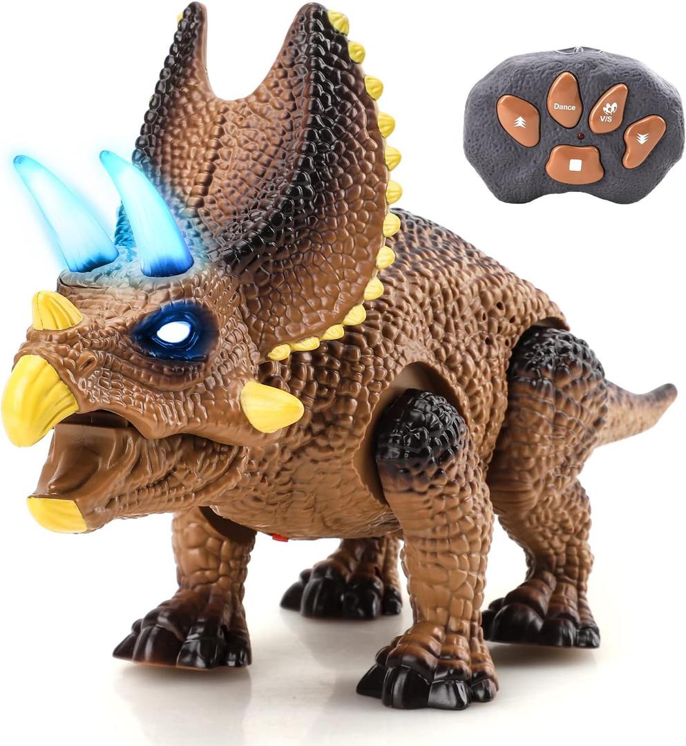 STEAM Life Remote Control Dinosaur Toys for Kids Light Up & Realistic Roaring Sound, Electronic Triceratops Dinosaur Toys, Dinosaur Robot Toy for Kids, Boy Toys for Ages 3-7 Years Old