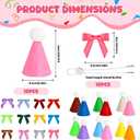 2 x 12pcs Mini Party Hat & Bow Tie Set, Assorted Color Matching Hats with Bow Ties for Dog Cat Rabbit Stuffed Animals, Birthday Costume Decorations for Puppies Kittens