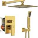 SR SUN RISE Shower System - Shower Faucet Set with 8 Inch Rain Shower Head and Handheld Shower - High Pressure Rain Shower System - All Metal Shower Faucet Trim Repair Kits - Brushed Gold
