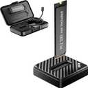 M.2 NVMe SATA SSD Reader with Storage Box, 10Gbps M2 to USB A to C Adapter for External PCIE NGFF Drives, Tool-Free Docking Station Supporting 22110 2280 2260 2242 2230 Data Transfer Recovery