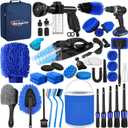 Qydipclin 45Pcs Car Detailing Kit, Car Detailing Brush Set, Car Wash Cleaning Kit, Car Detailing Brushes, Professional Car Care Kit for Interior Exterior Wheels, Blue