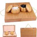19x19 / Go Game SetHigh Grade Gift Box Board with Single Convex Melamine Stones and Bamboo Bowls Set